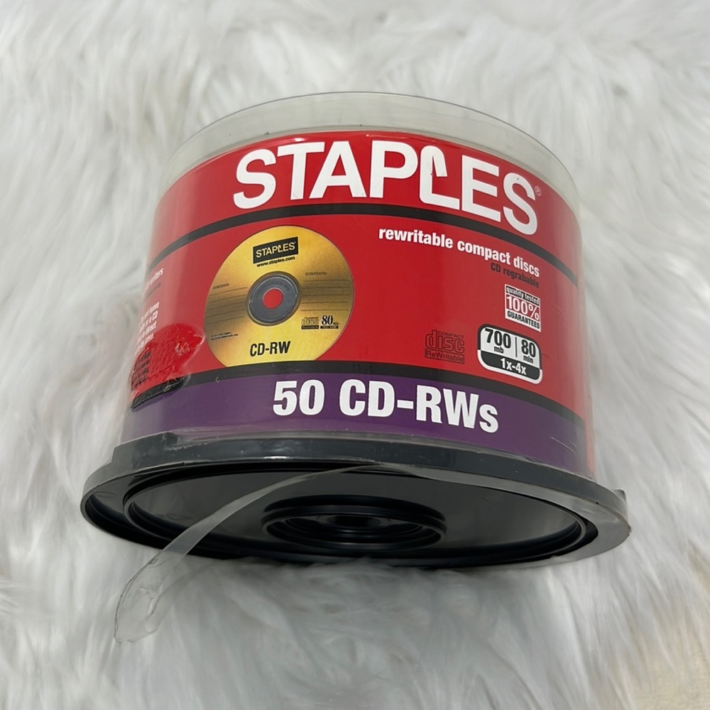 Staples 50 CD-RWs Compact Disc Rewindable 80mins 700MB 1x-4x